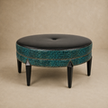 Croc-Embossed Black Leather Ottoman