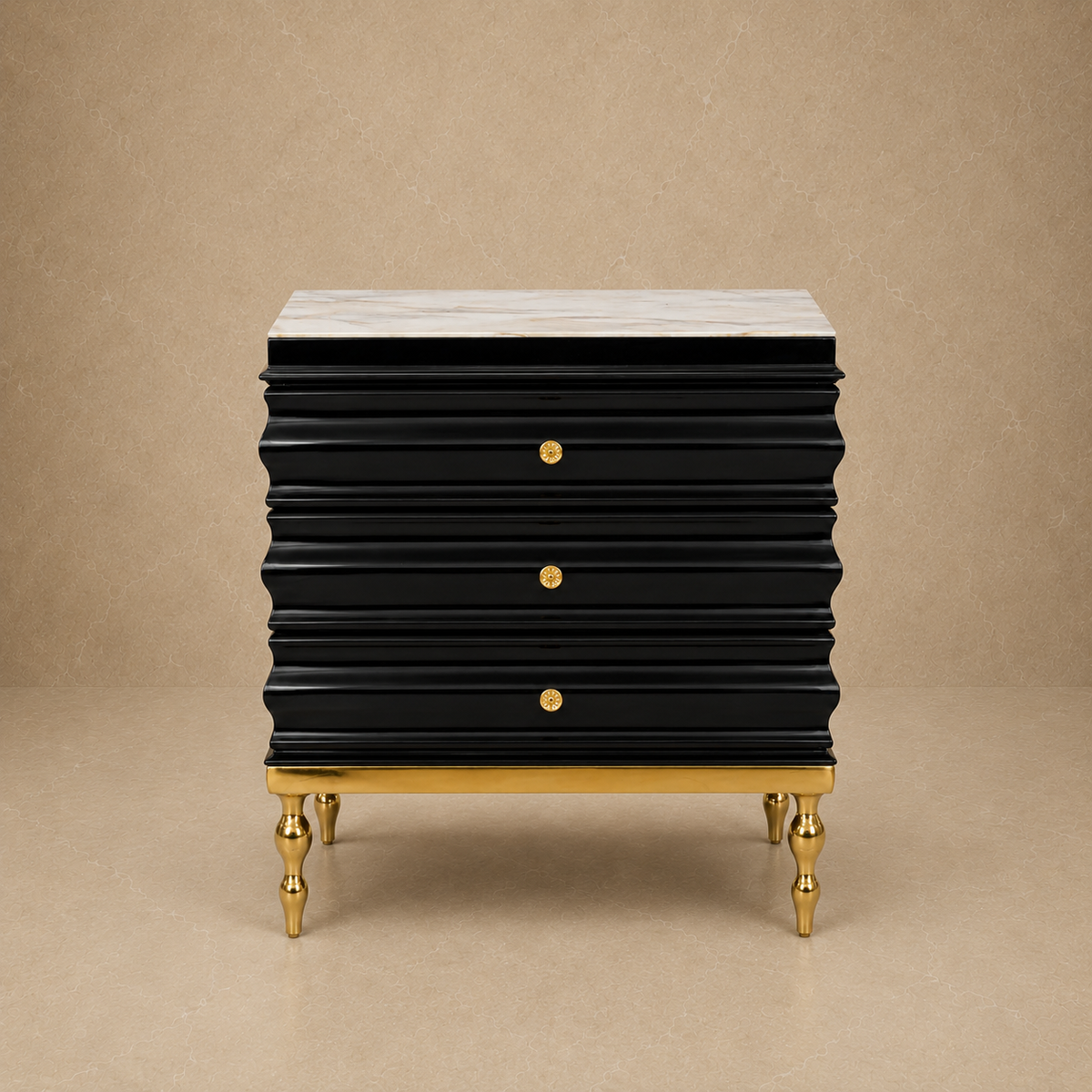 Black Three-Drawer Chest