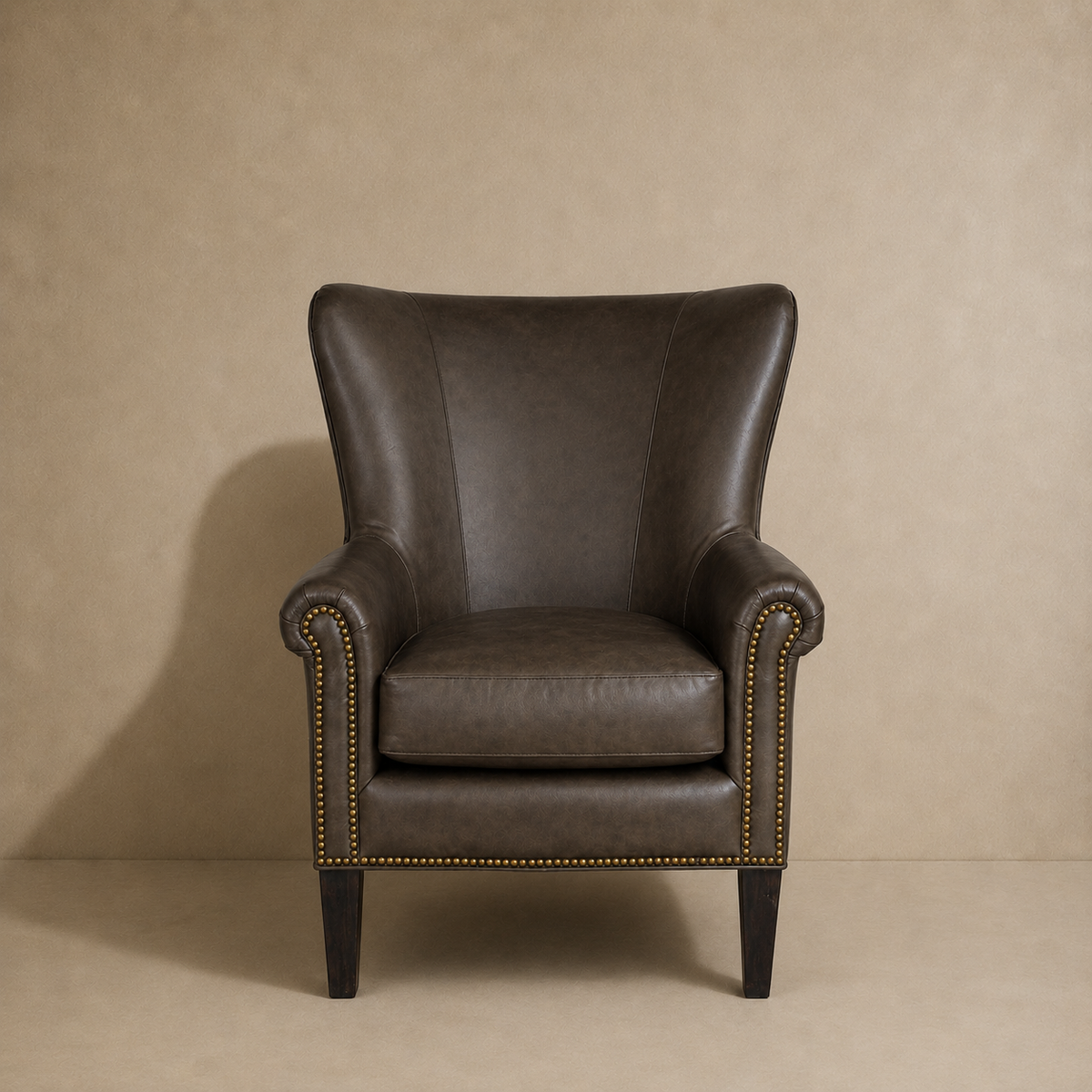 Brown Leather Wingback Chair