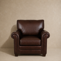 Brown Rolled Arm Leather Club Chair