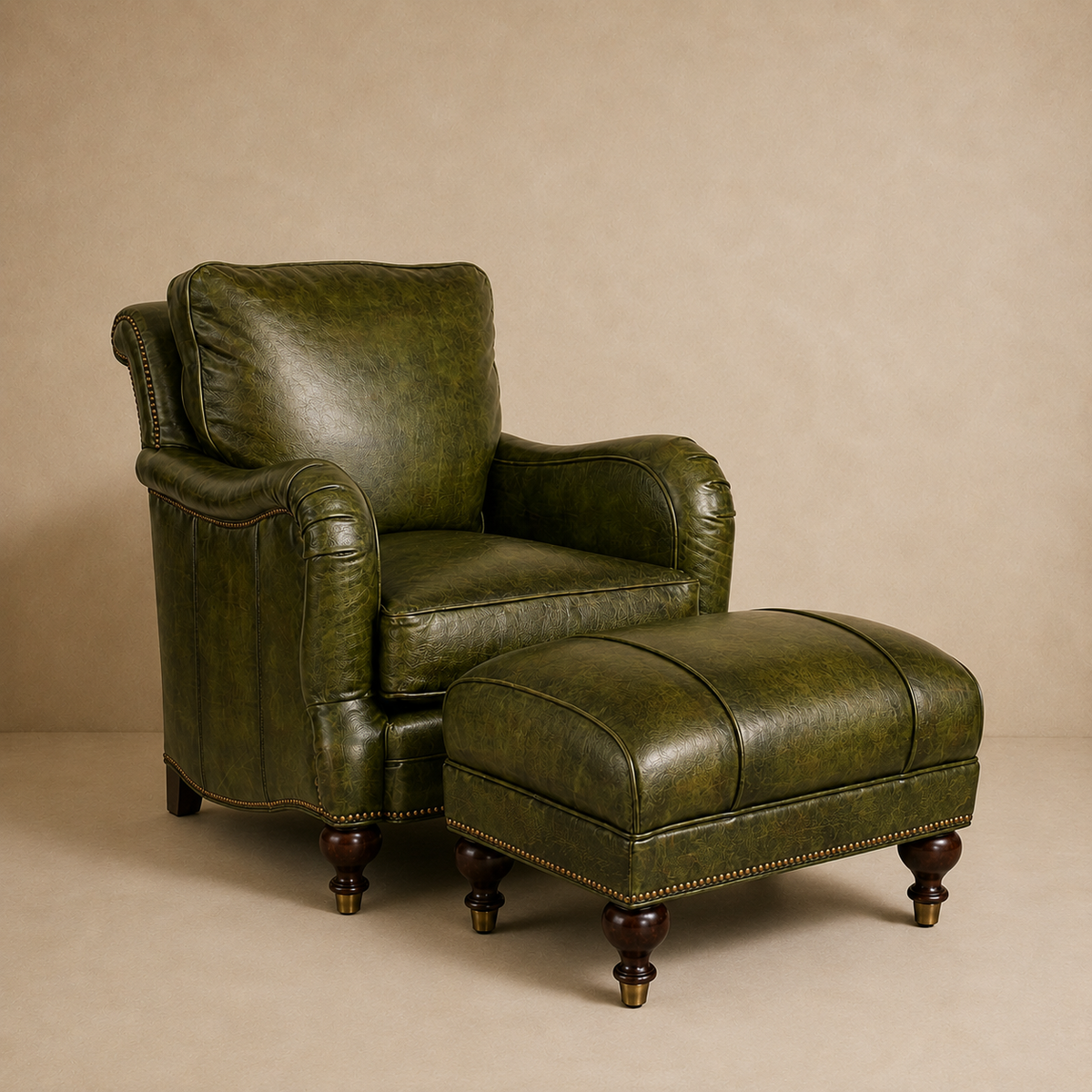 Olive Leather Club Chair