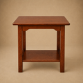 Square Wood Side Table with Lower Shelf