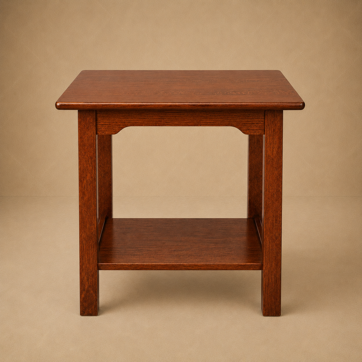 Square Wood Side Table with Lower Shelf