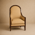Burl Wood Framed High-Back Chair