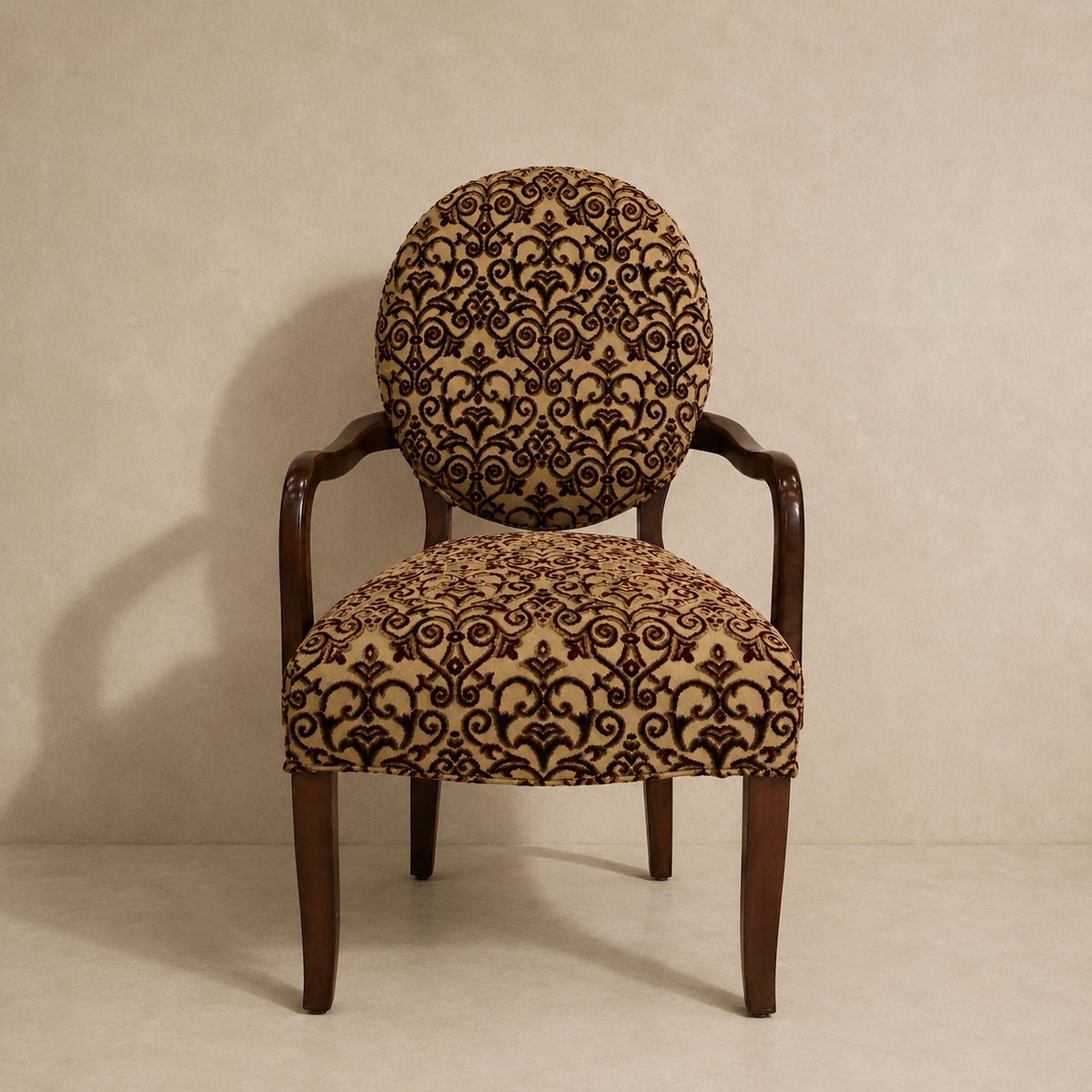 Wood Frame Patterned Upholstered Armchair