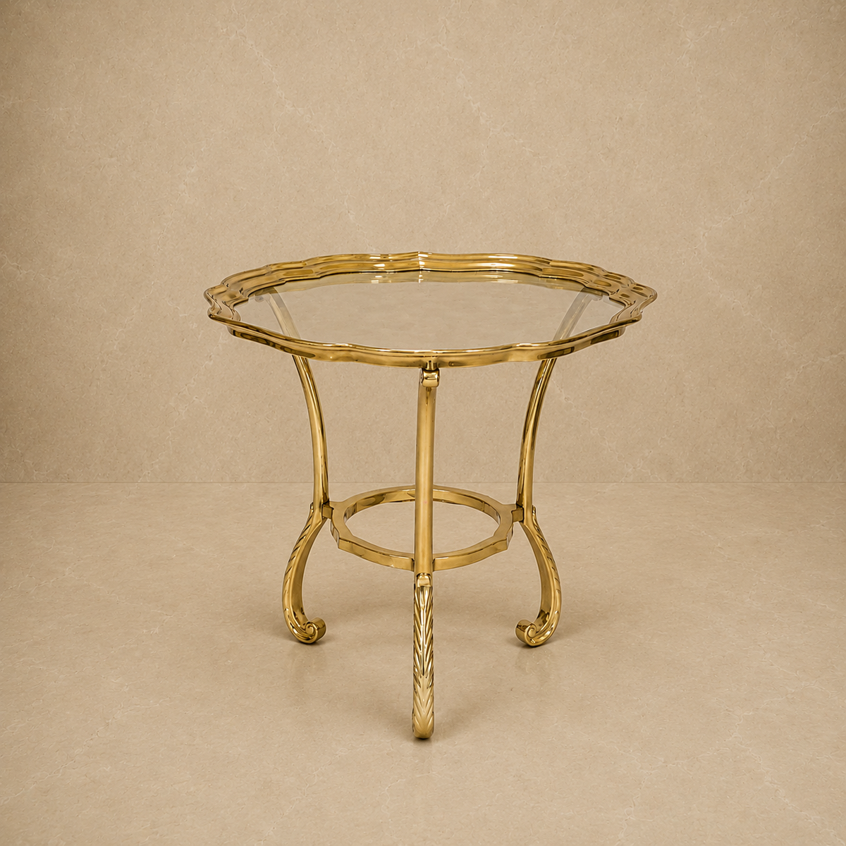 Gold Scalloped Glass Table