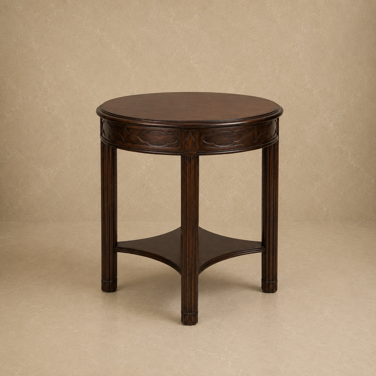 Round Carved Wood Table