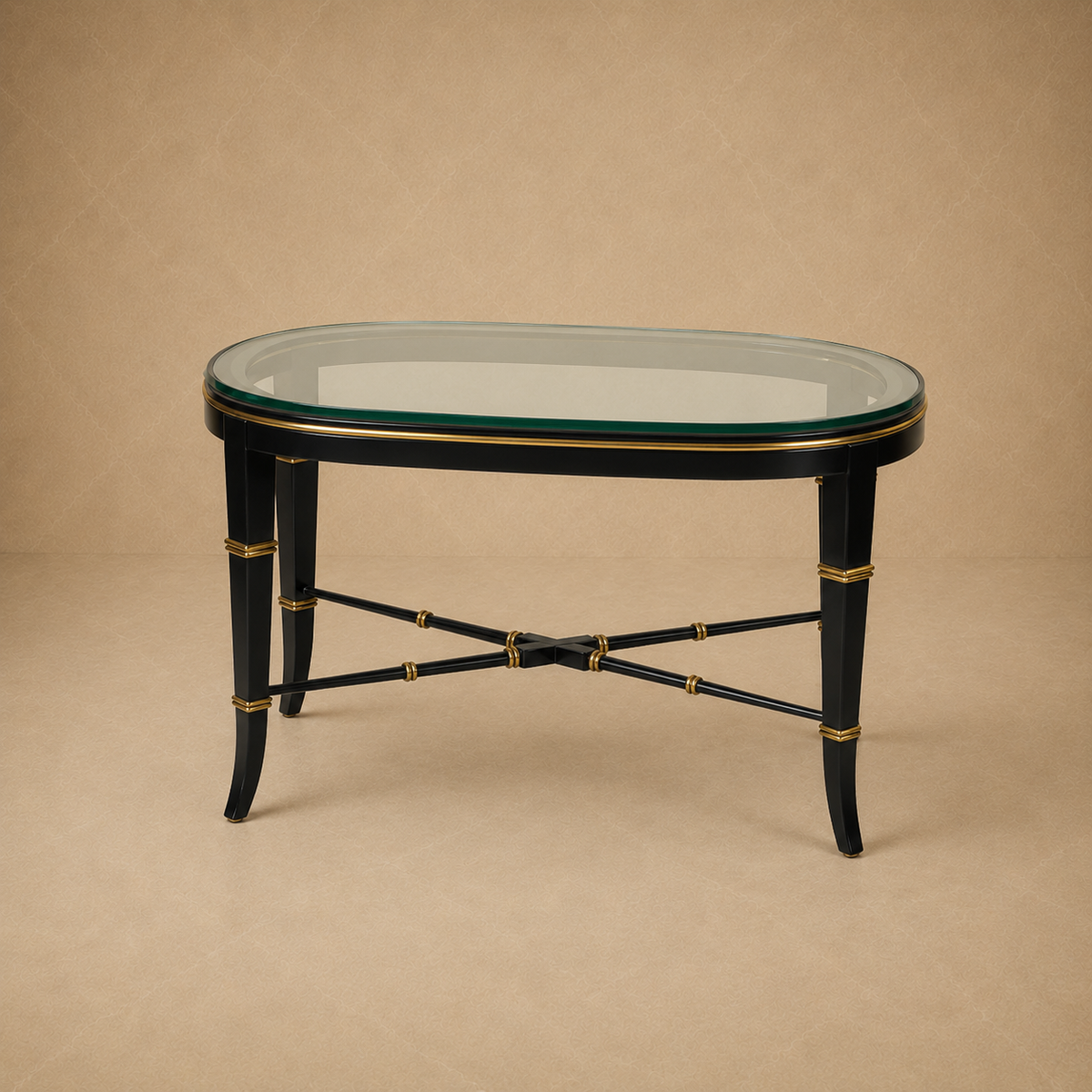 Brass Accented Glass Top Table