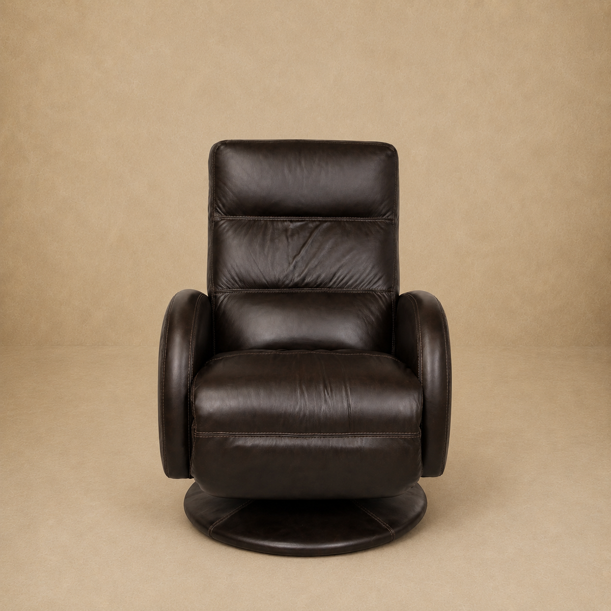 Brown Leather Swivel Recliner