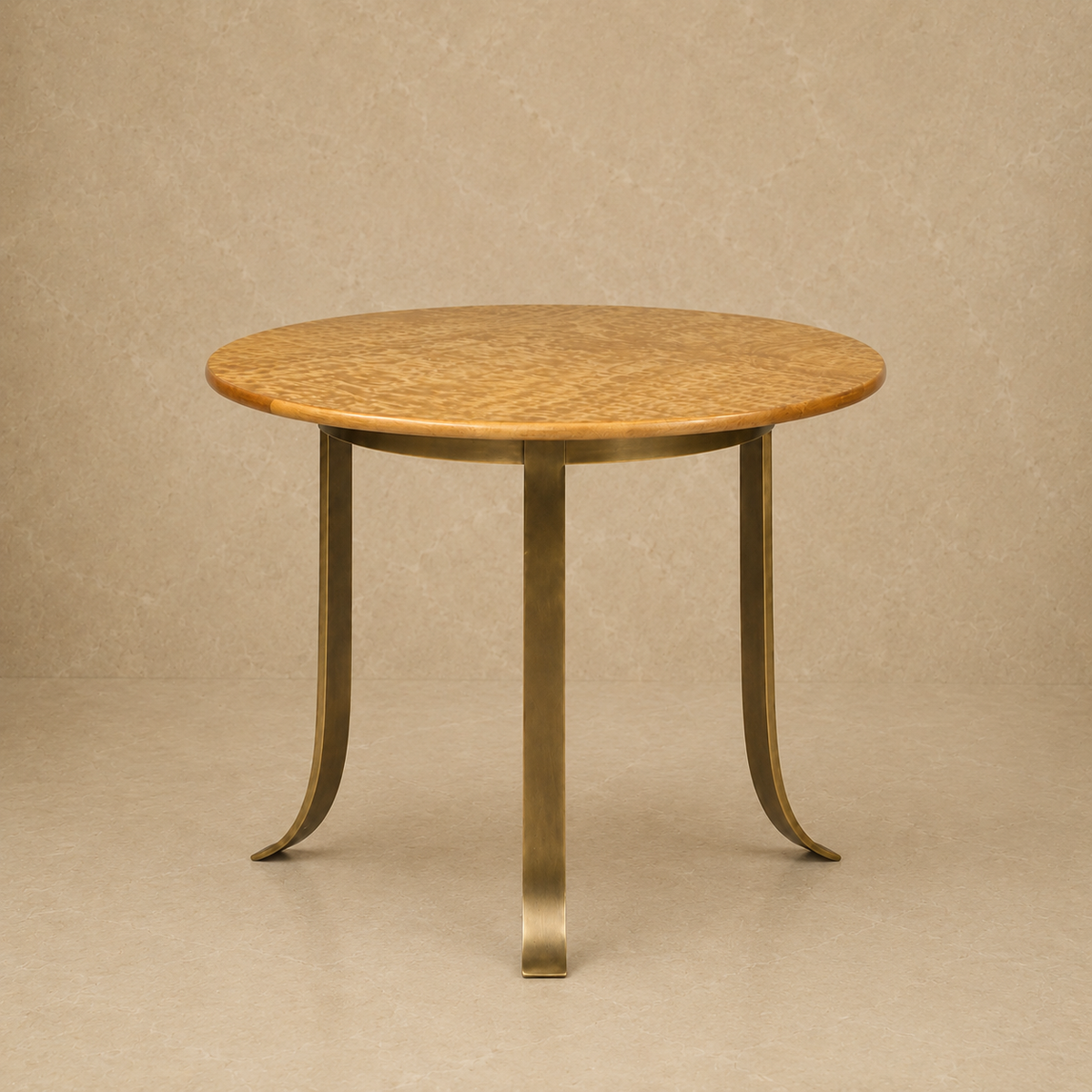 Burl Wood Table with Brass Legs