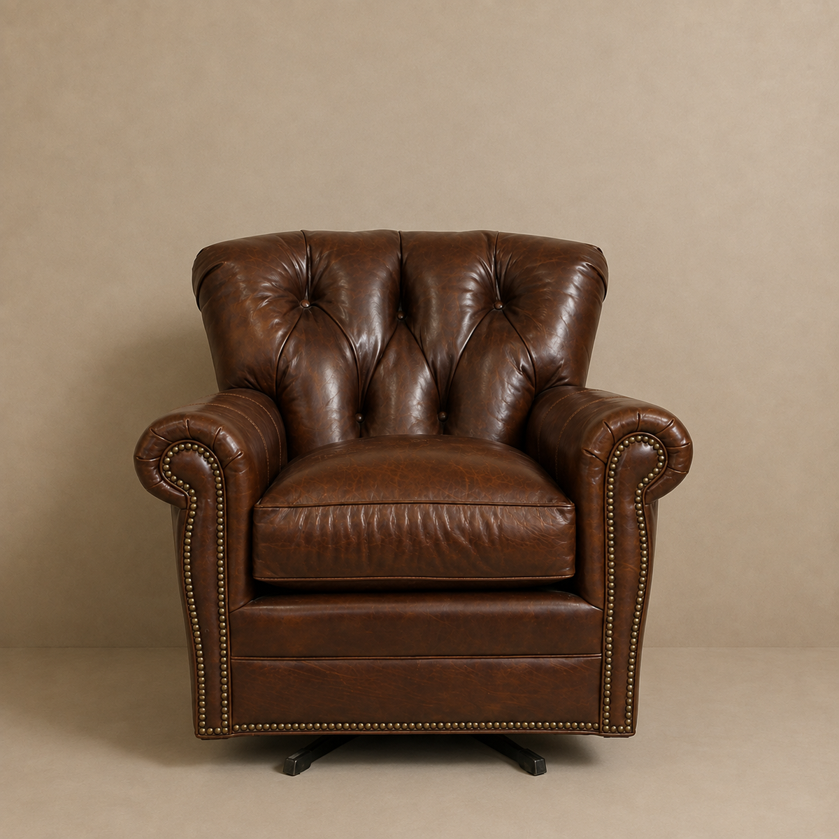 Chesterfield Leather Swivel Chair