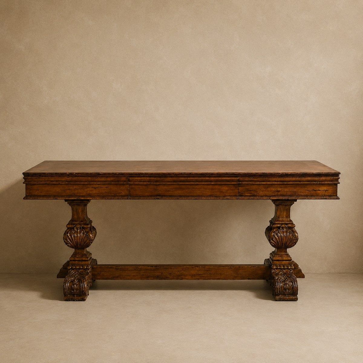 Carved Trestle Table