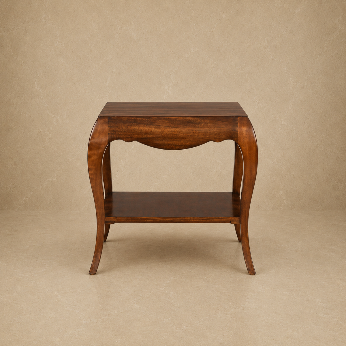Curved-Leg Wood Side Table