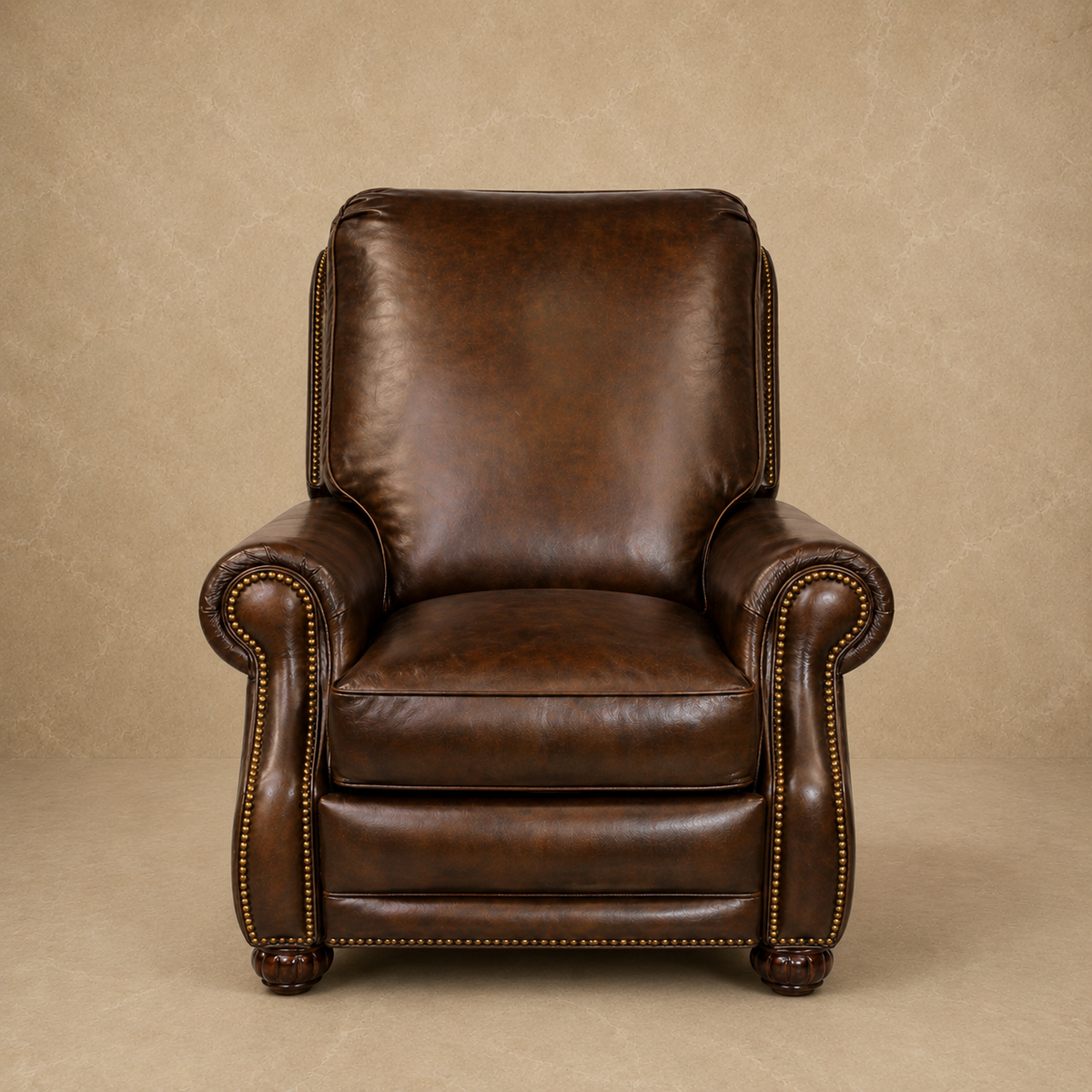 Leather Club Recliner with Nailhead Trim