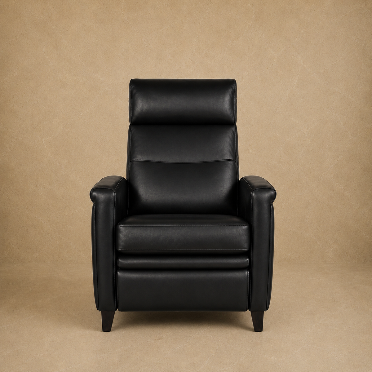 Black Leather Recliner with Track Arms