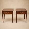 Wood Side Tables with Brass Pulls